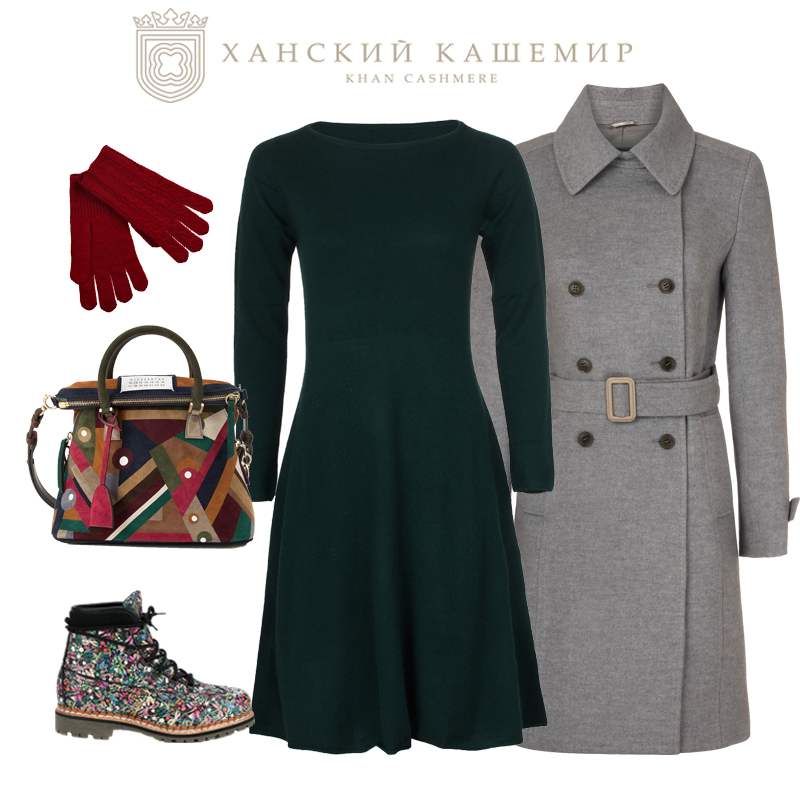 Изумрудное платье из кашемира